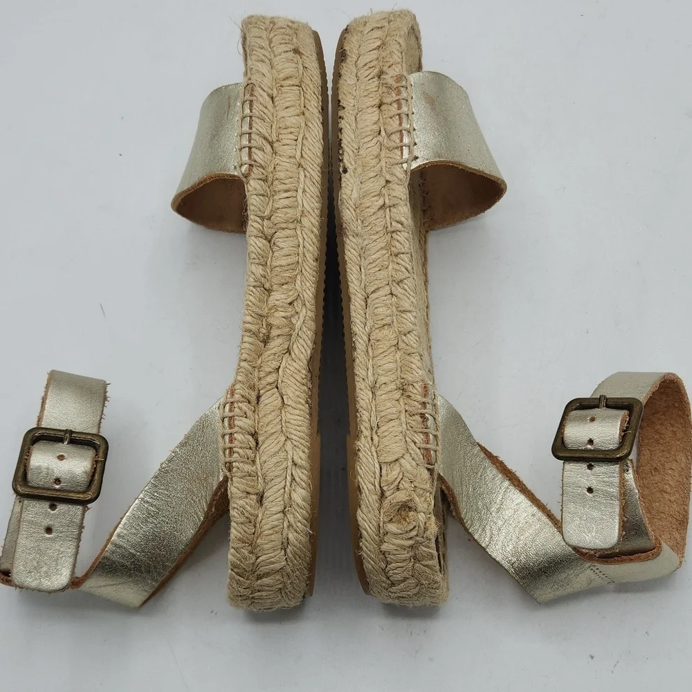 Soludos Cadiz Metallic Leather Platform Sandals Size 6